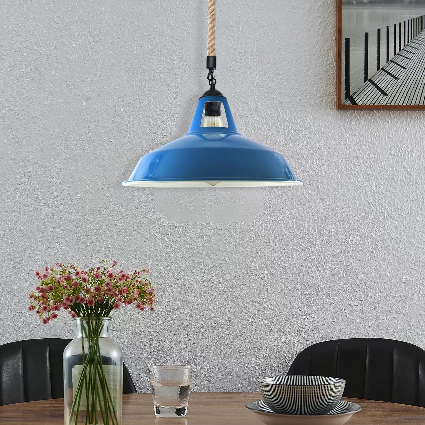 Hemp Rope pendant Blue - Application image