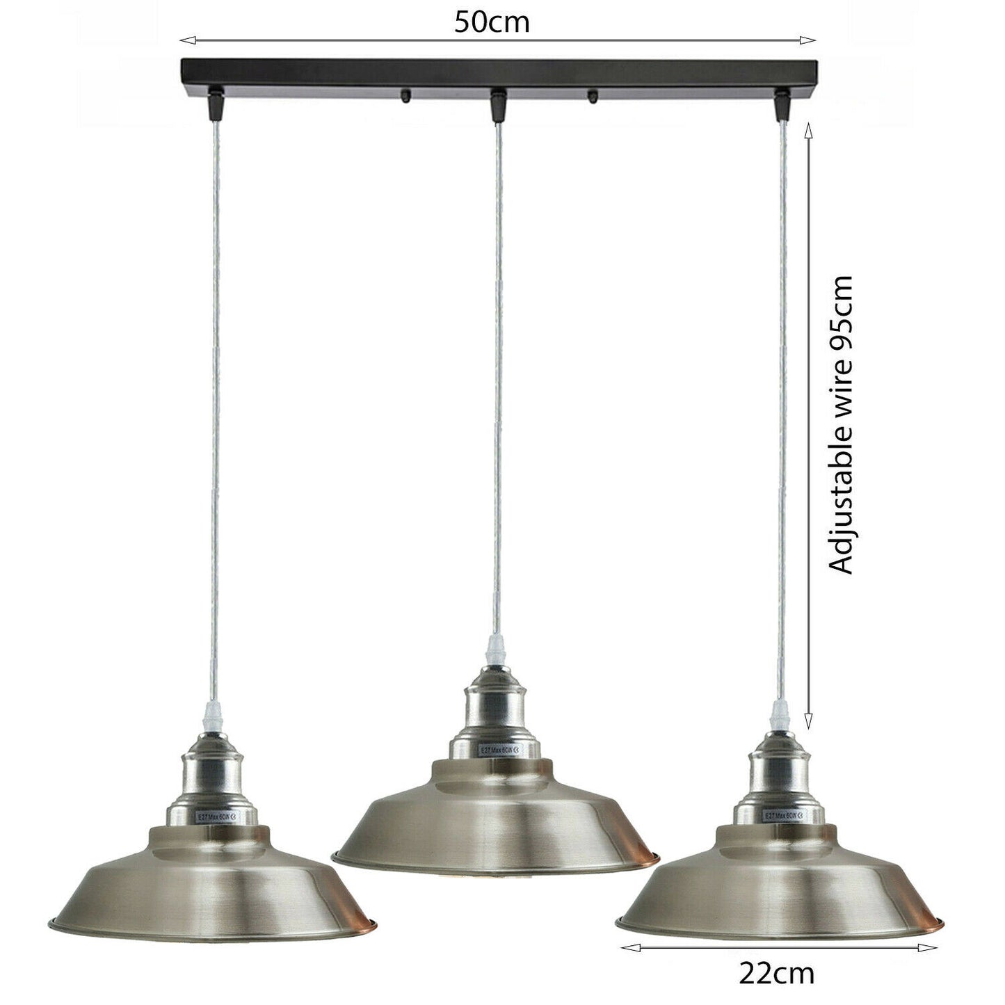 Three-head Metal Bowl Shape Ceiling Pendant Light