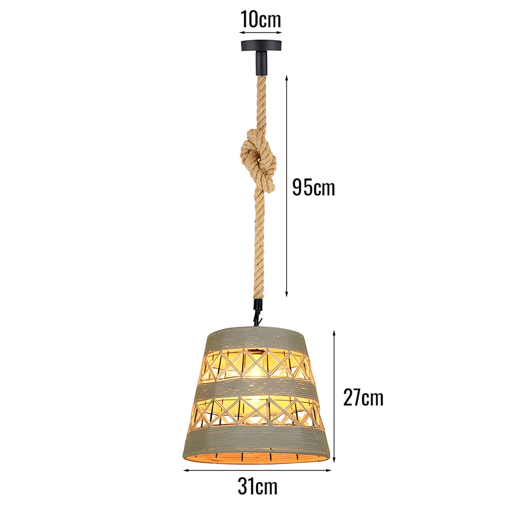 Hemp Rope Iron Ceiling Pendant Light ~ 1573