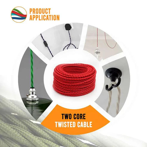 2 core Twisted Italian Braided Cable, Electrical Fabric Flexible