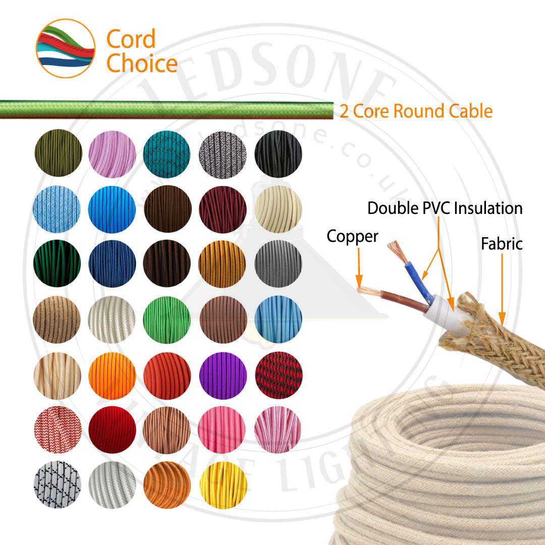 2-Core Electrical Round Cable with Brown Color fabric finish