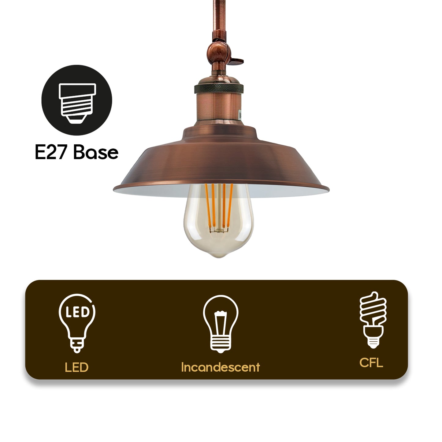Brushed Copper Flush Mount Ceiling Light E26 base