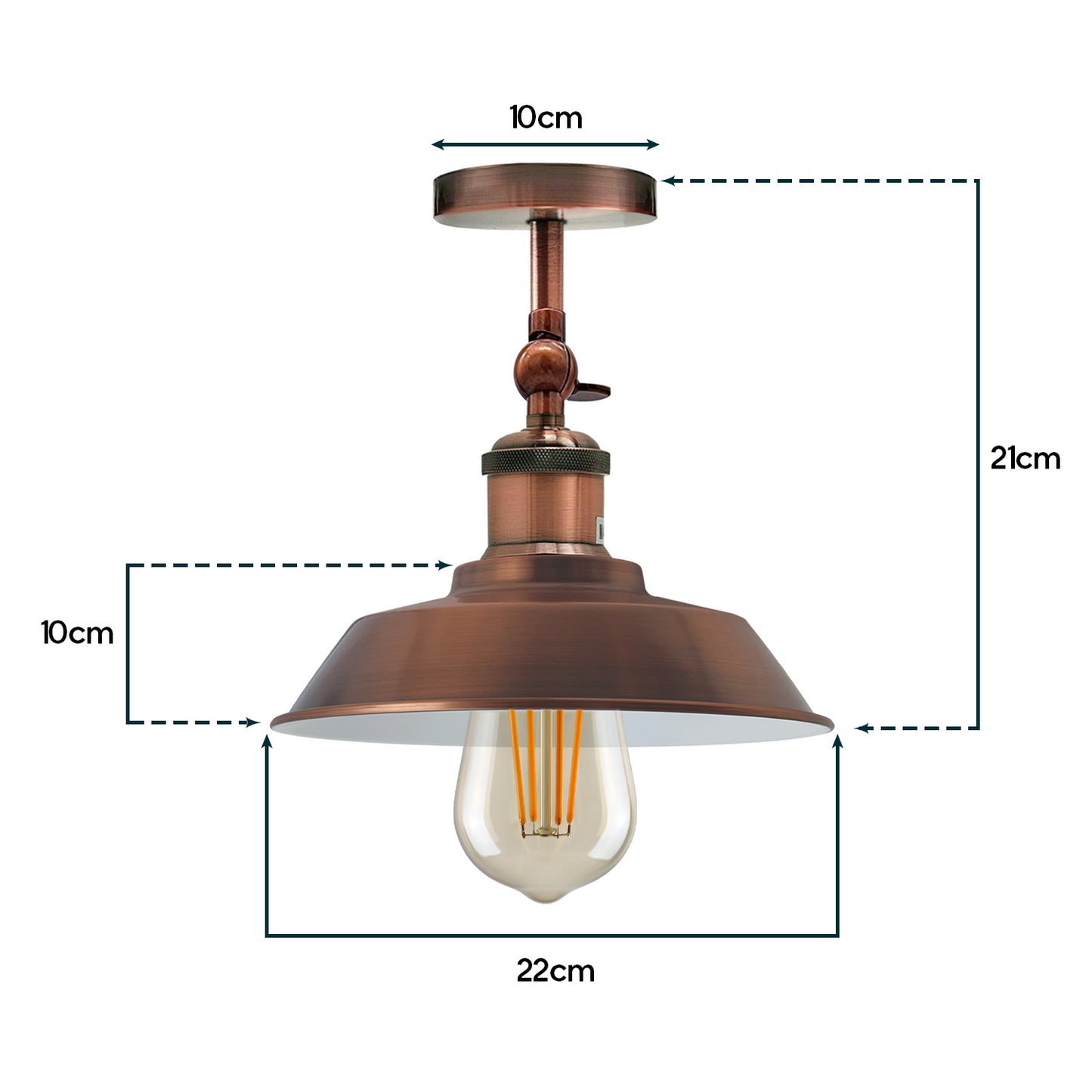 Brushed Copper Flush Mount Ceiling Light - size image