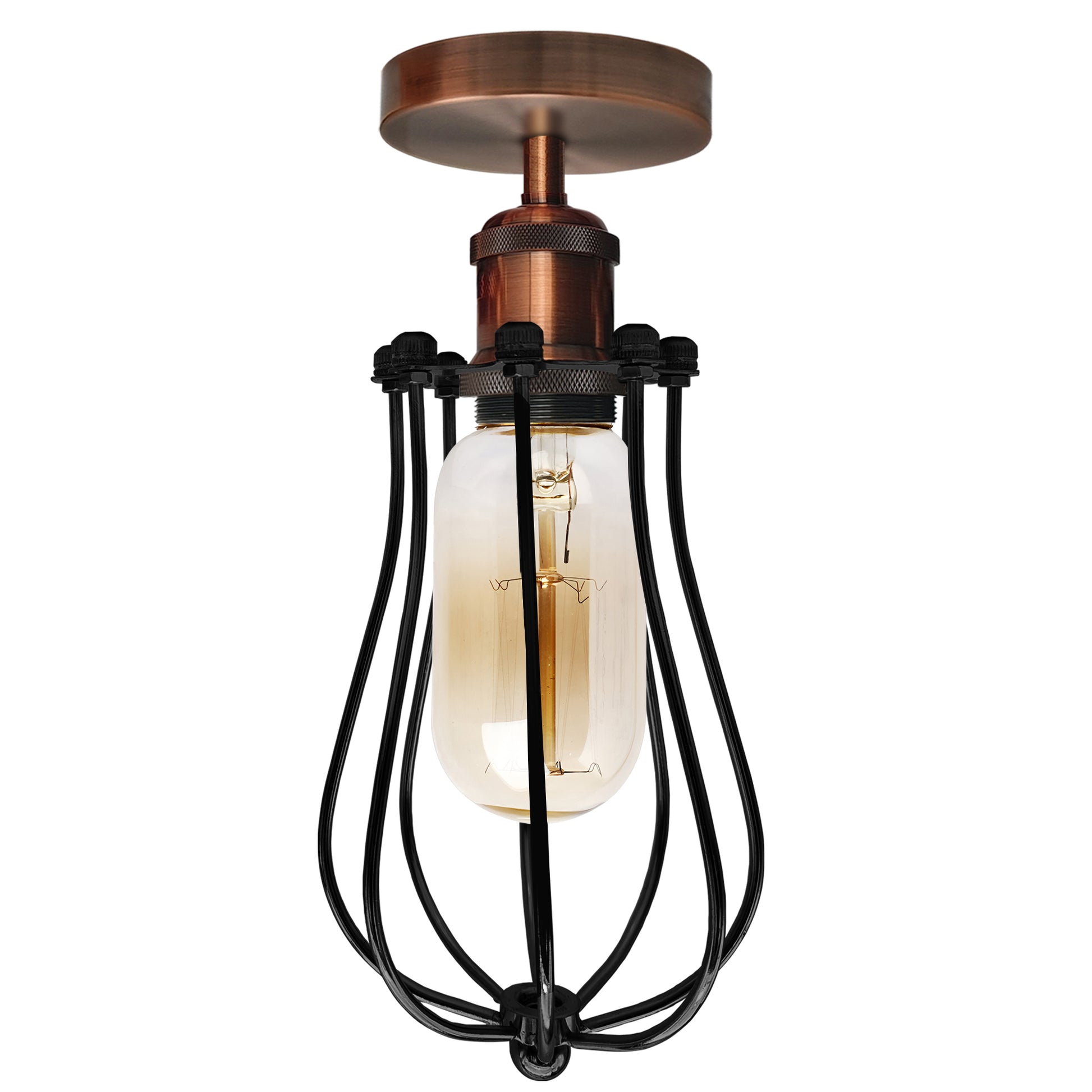 Retro Industrial Hallway Flush Mount Cage Ceiling Light