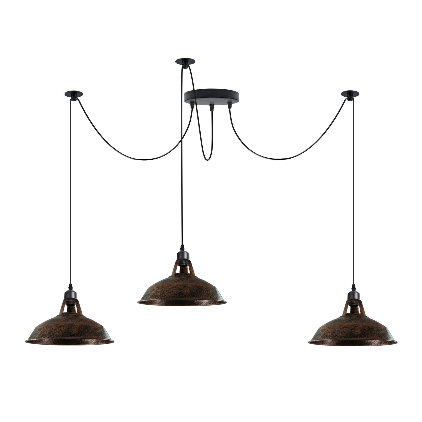Industrial Three-head Metal Barn Shade Spider Pendant Light