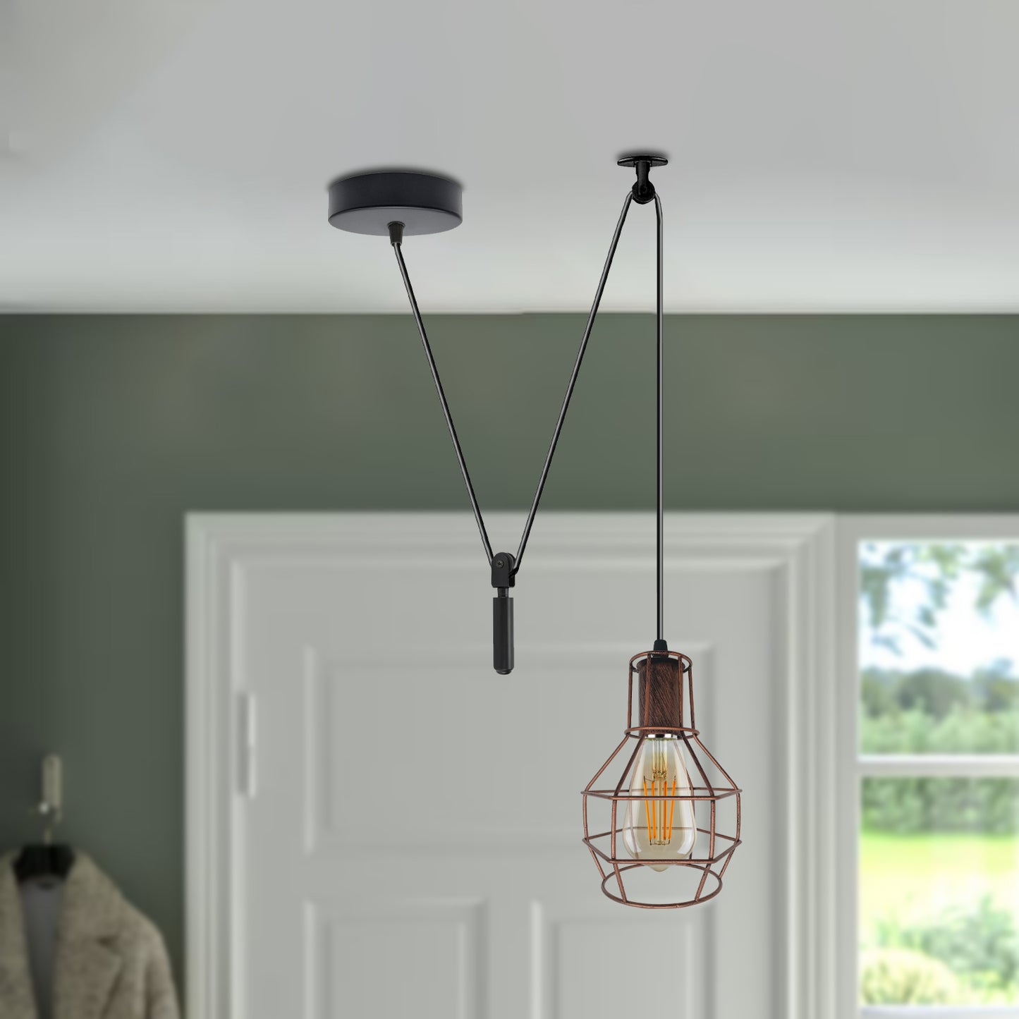 Vintage Industrial Metal Spider Pendant Light