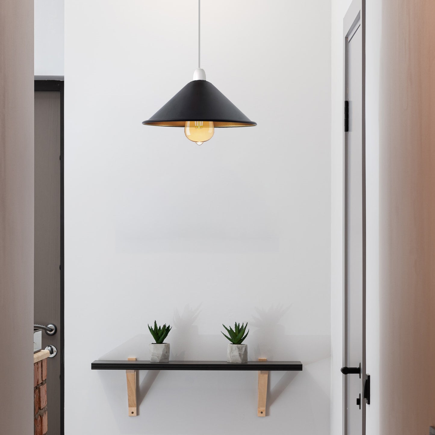 Modern Ceiling Pendant Light Shades Black Gold Inner Lamp Shades Easy Fit New~1612