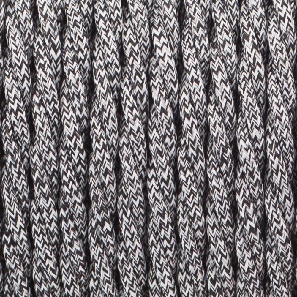 3 Core Twisted Braided Electric Cable Black &White