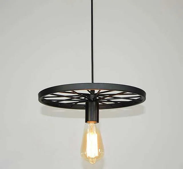 Wheel Light Hanging Pendant .Black Application Image