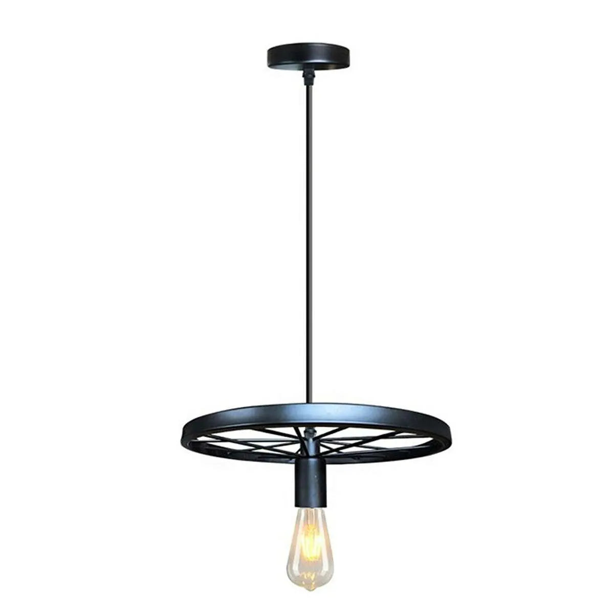 Wheel Light Hanging Pendant.Brushed Silver