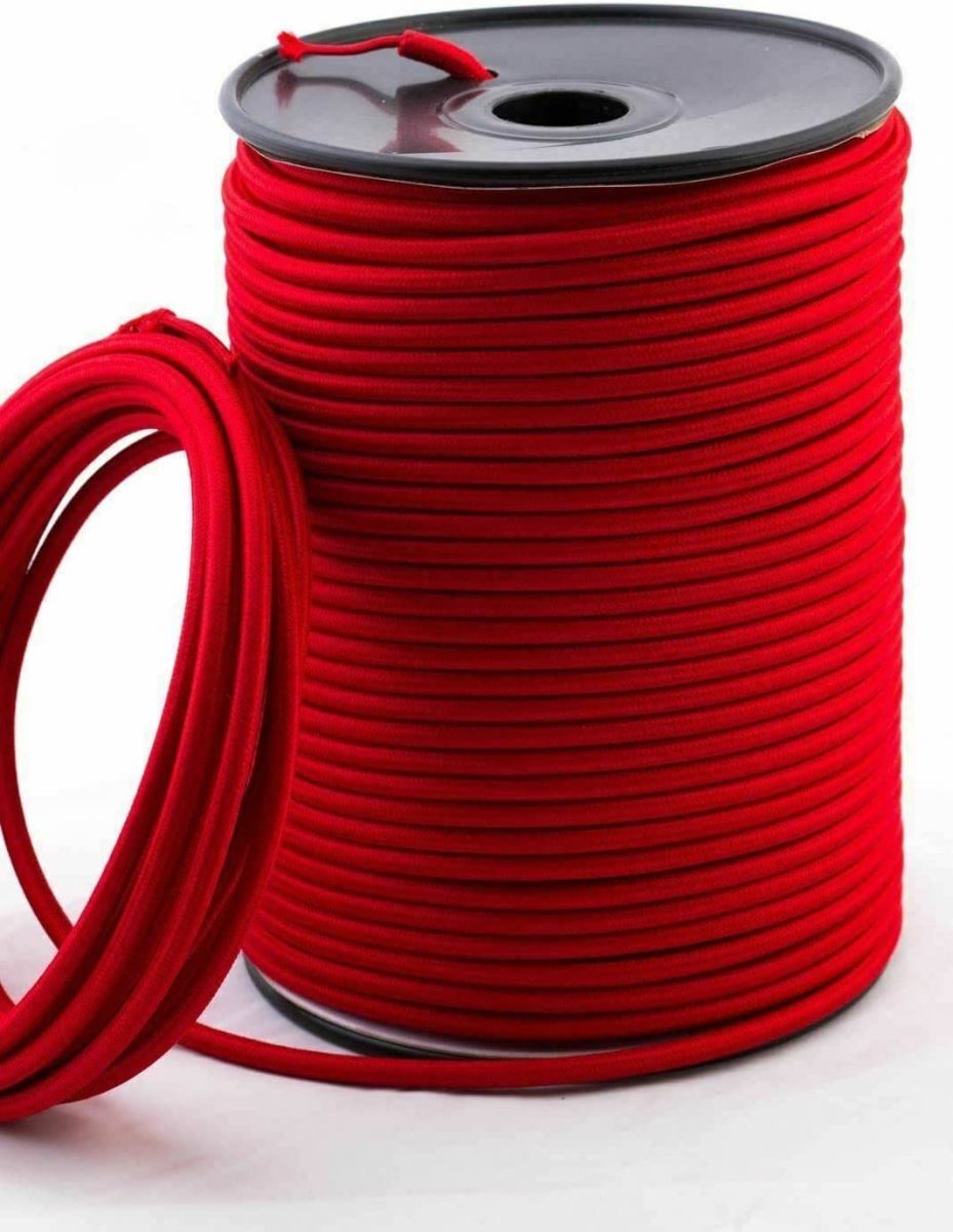 Vintage 3 core Electric round cable covered with colored fabric