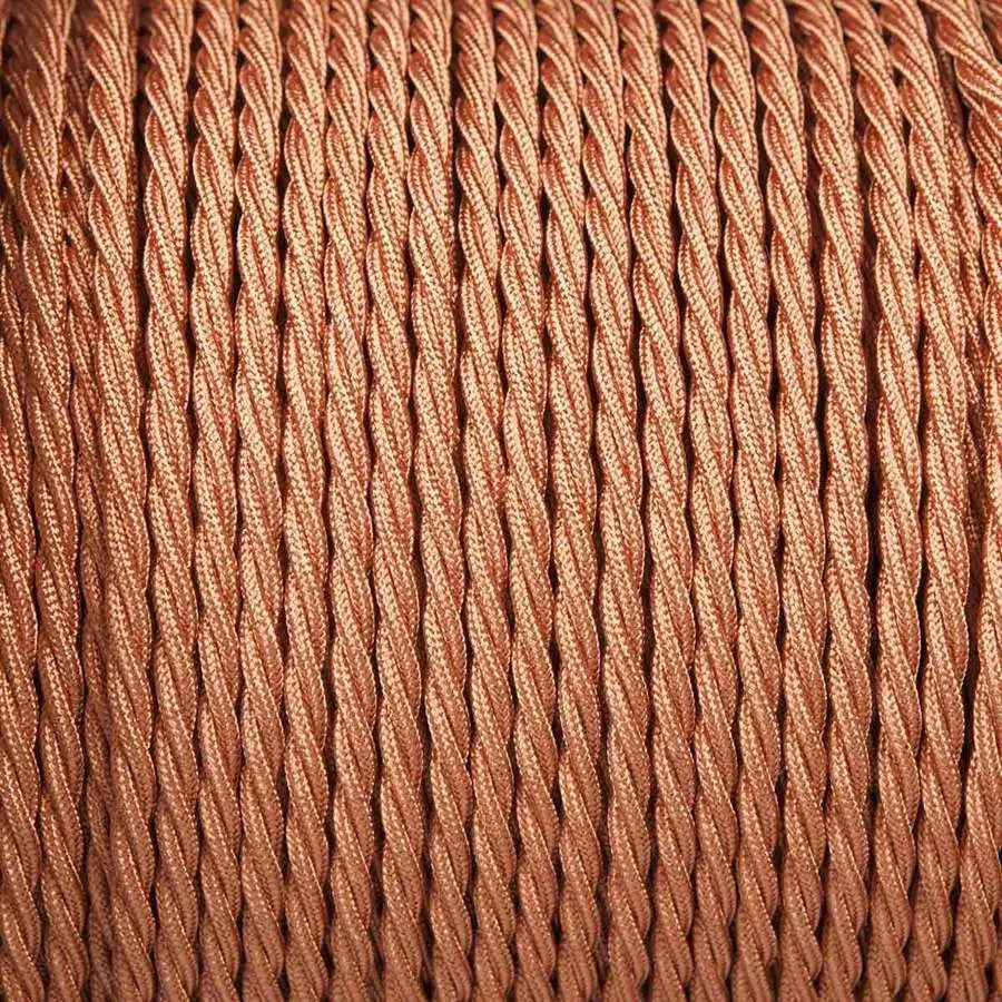 18 Gauge 2 Conductor Twisted Cloth Covered Wire Braided Light Cord Rose Gold