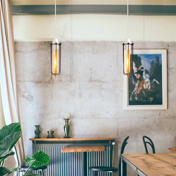 Long Shape Easy Fit Pendant Light Shade Metal Wire Cage