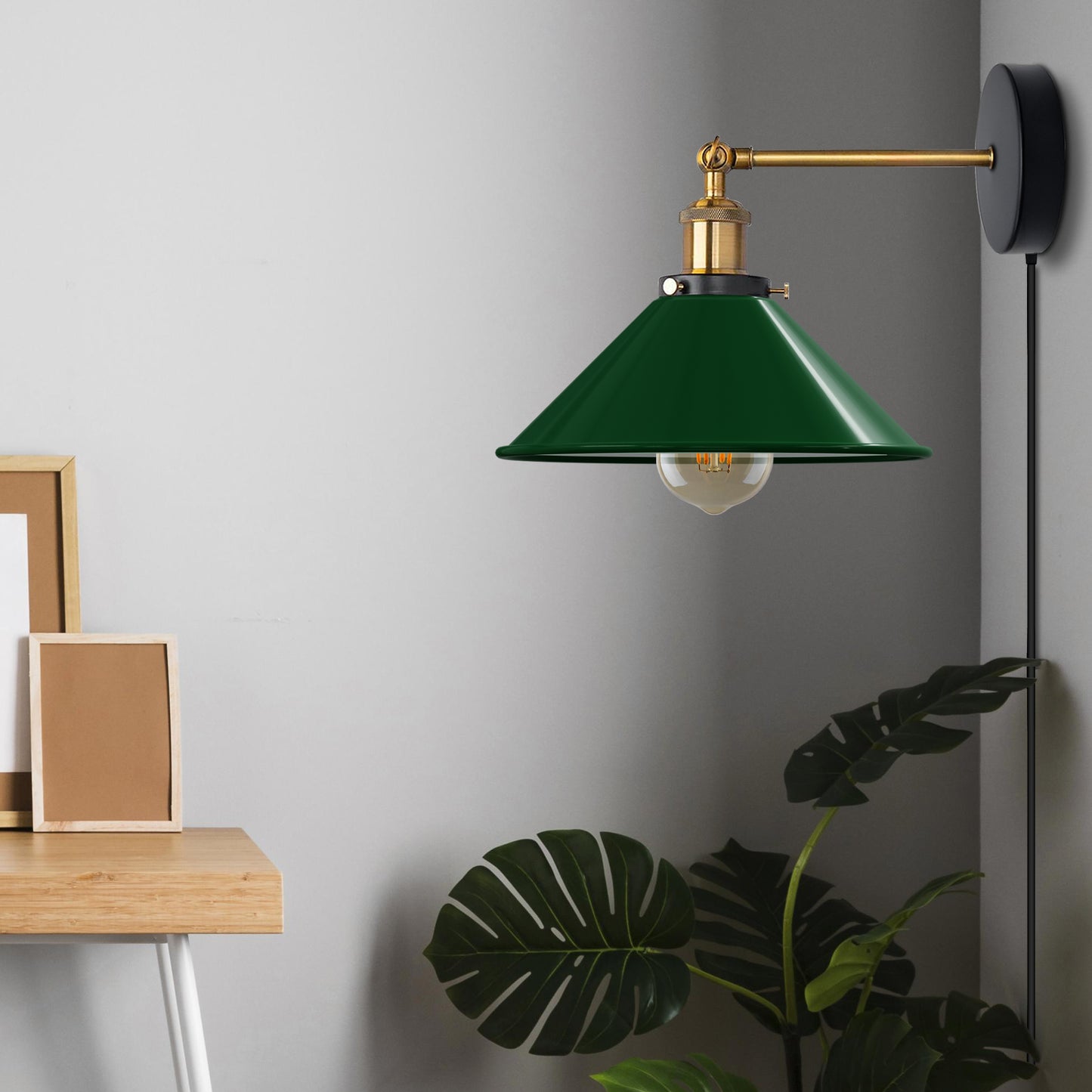 Green Plug-in Wall Light Sconces with Dimmer Switch for living room.JPG