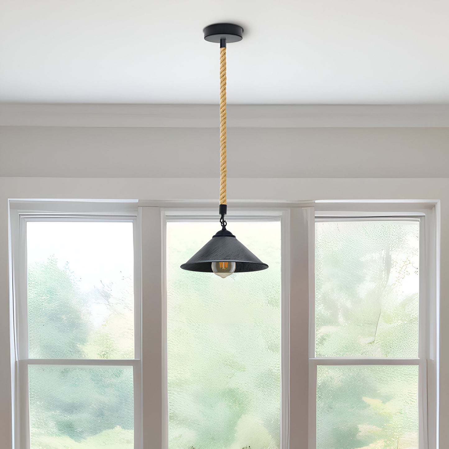 Hemp rope ceiling lamp - application image