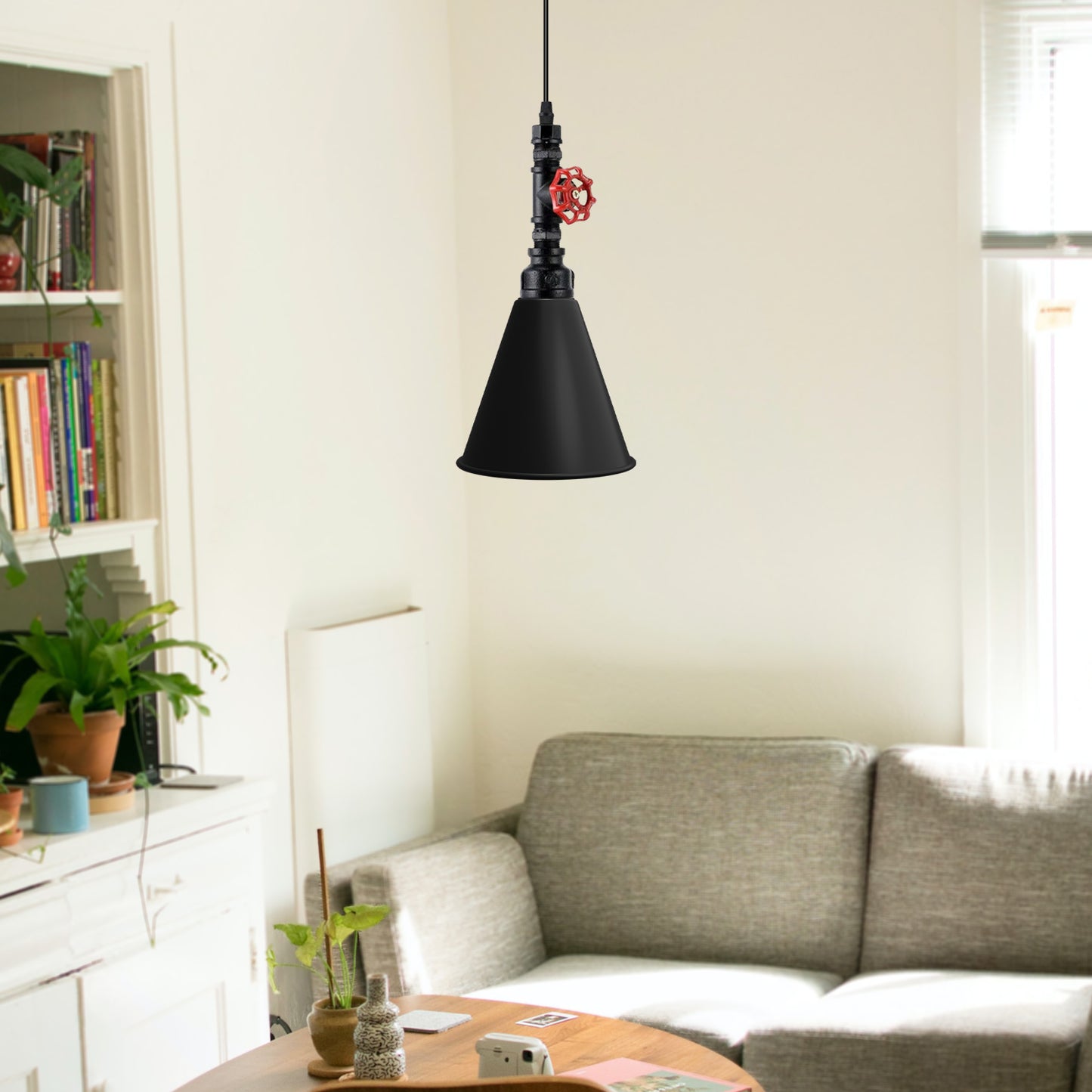Vintage Single-Way Cone Shade Steampunk Pipe Pendant Light