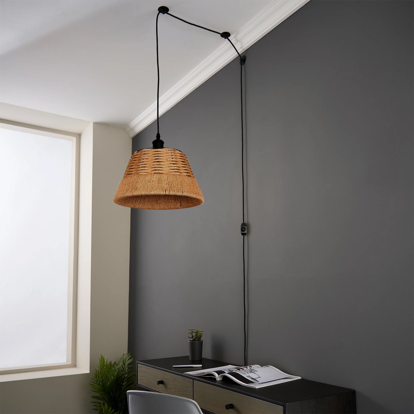 Vintage Industrial Plug-in Pendant Hanging lampshade