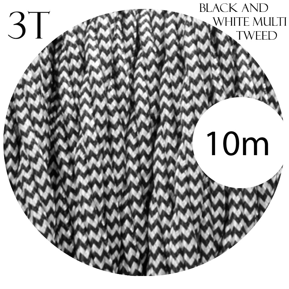 Twisted Fabric Electric Cable Black & White