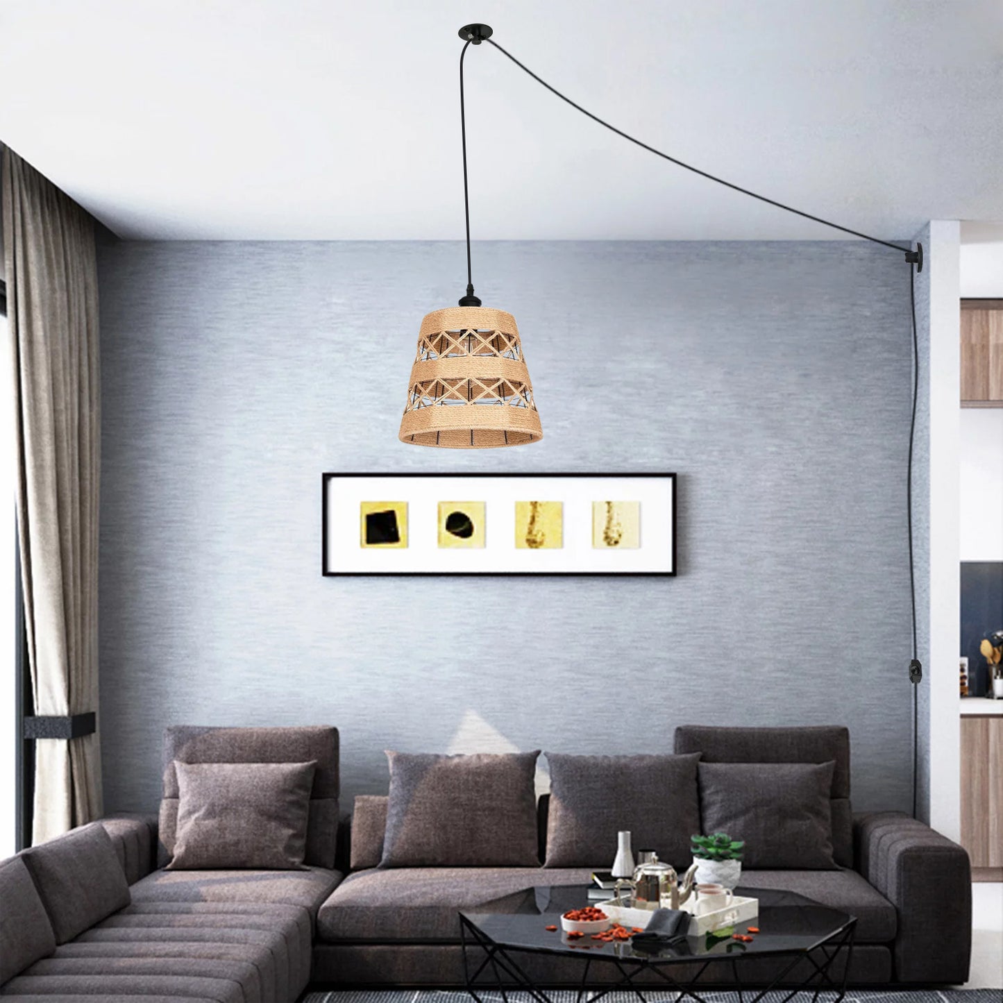 Vintage Industrial Plug-in Pendant Hanging lampshade