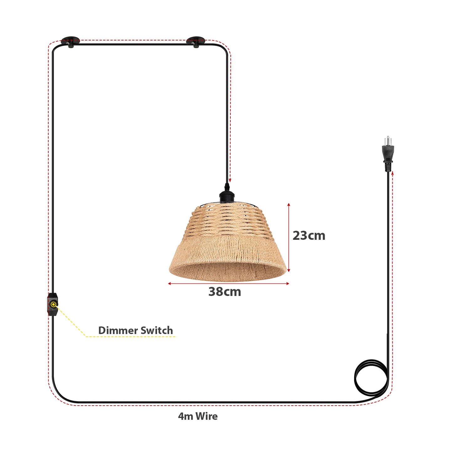 Vintage Industrial Plug-in Pendant Hanging lampshade