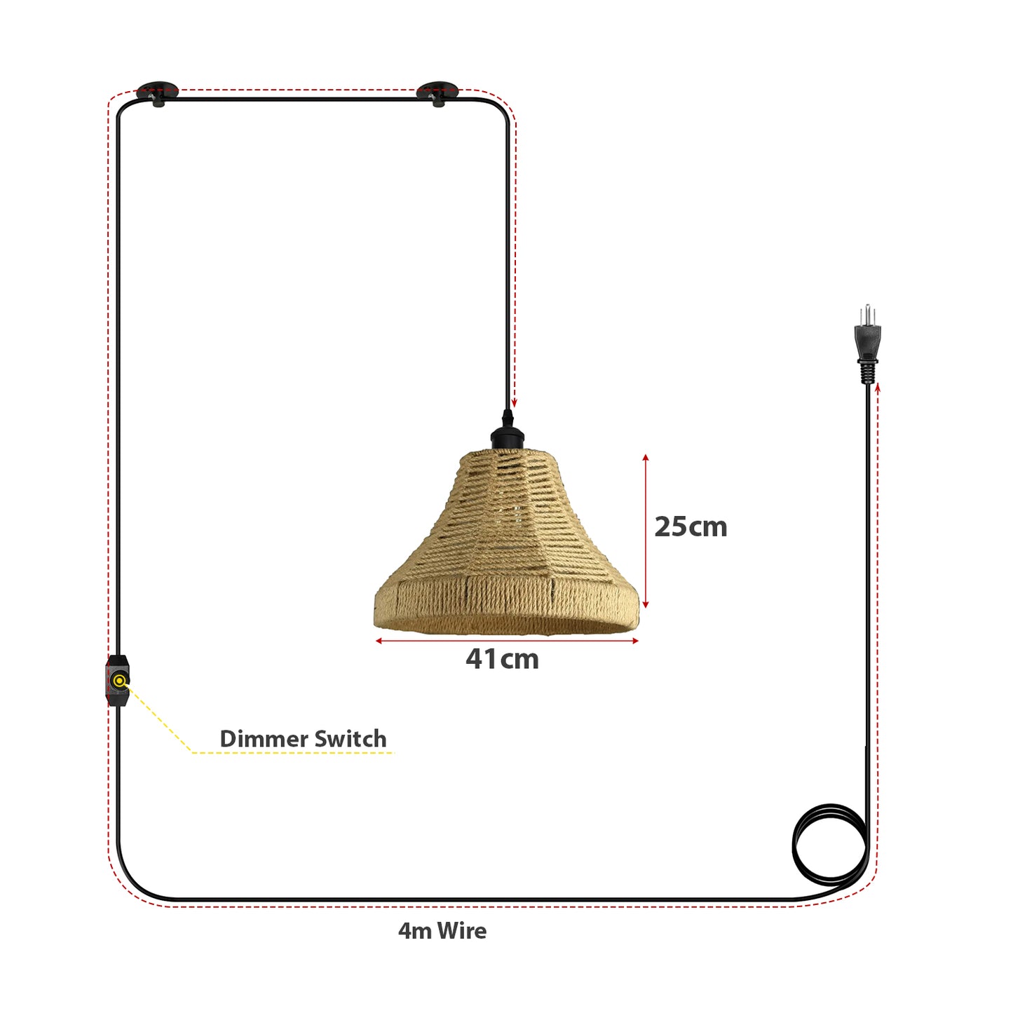 Vintage Industrial Plug-in Pendant Hanging lampshade