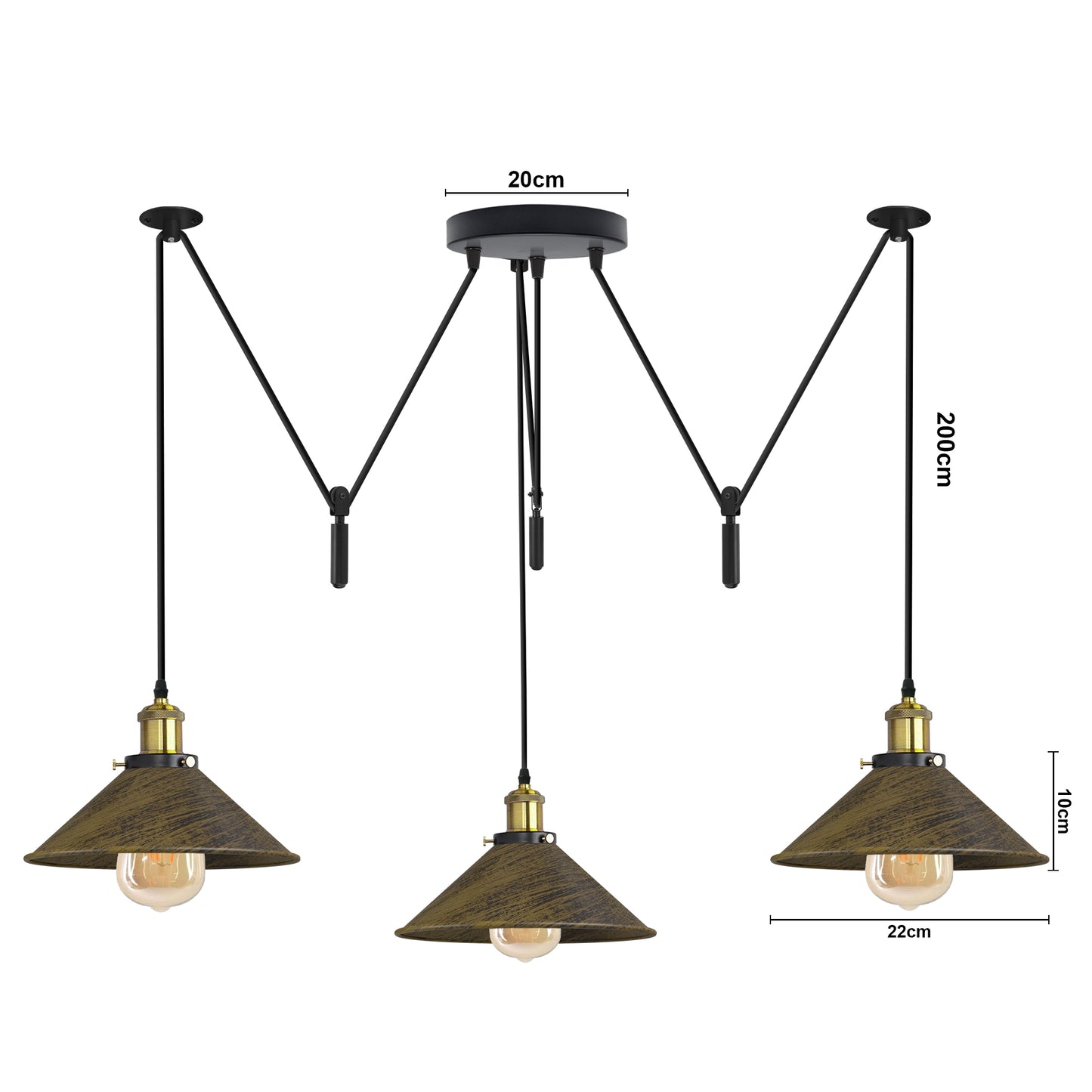 Cone Shape Pendant Light - Size image