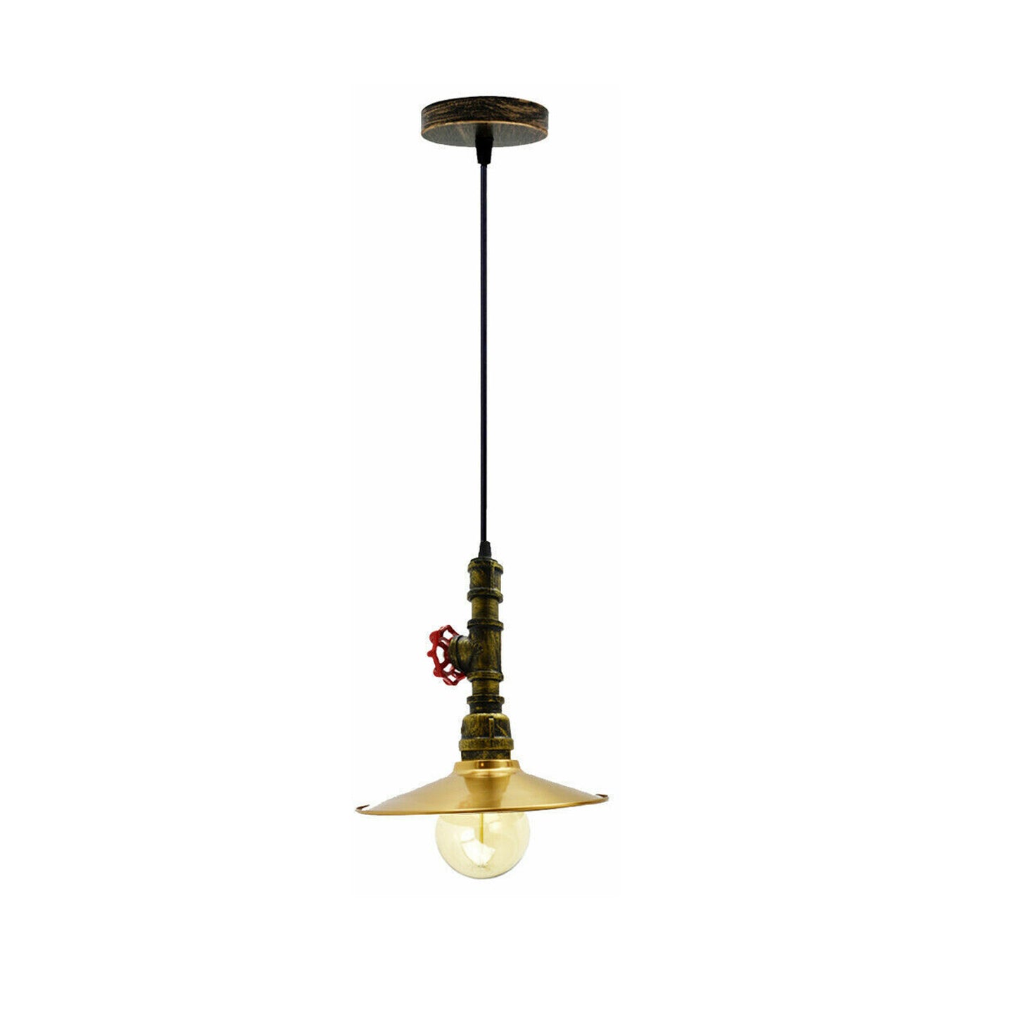 Vintage Single Head Metal Plate Shade Steampunk Pipe Lighting