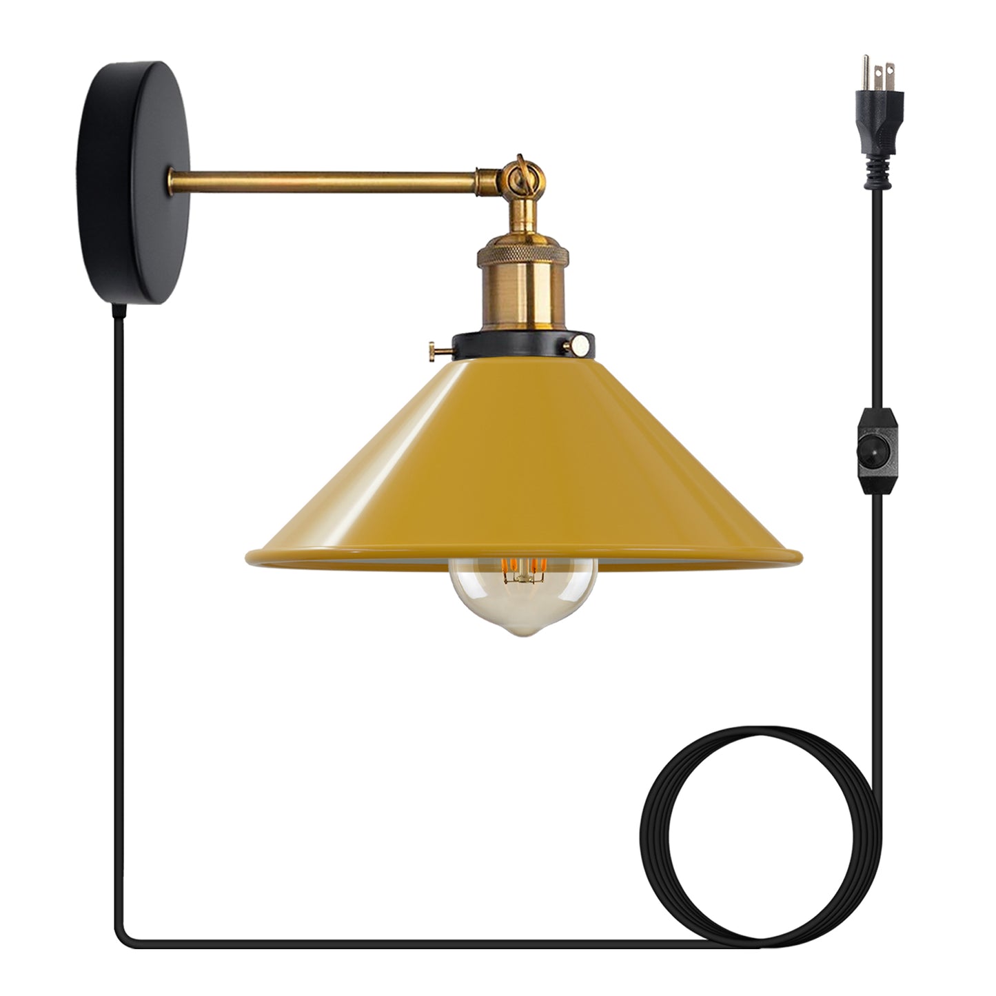 Yellow Plug-in Wall Light Sconces with Dimmer Switch.JPG