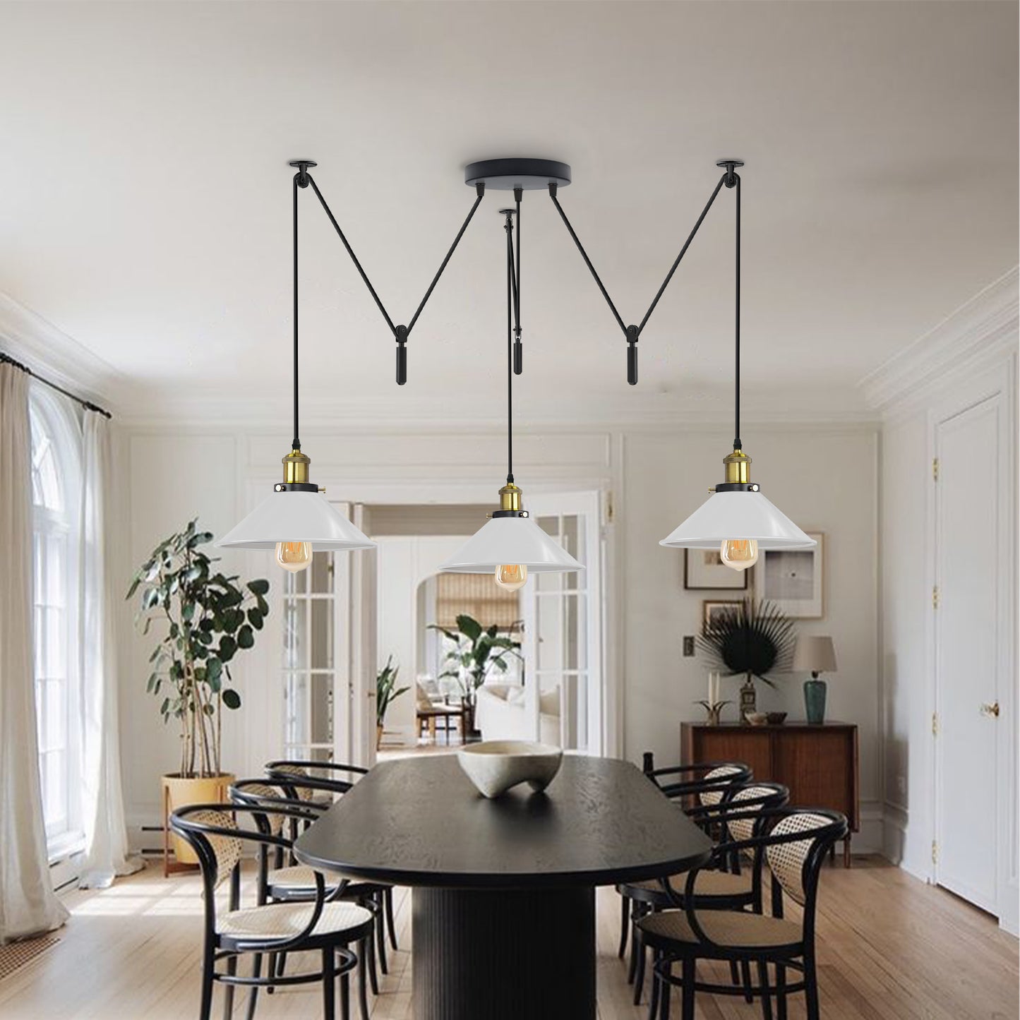 white 3 pendant light with adjustable for dining room.JPG