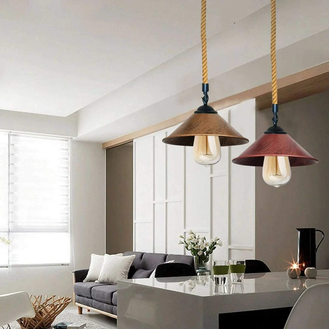 vintage hemp rope lamp - Application image