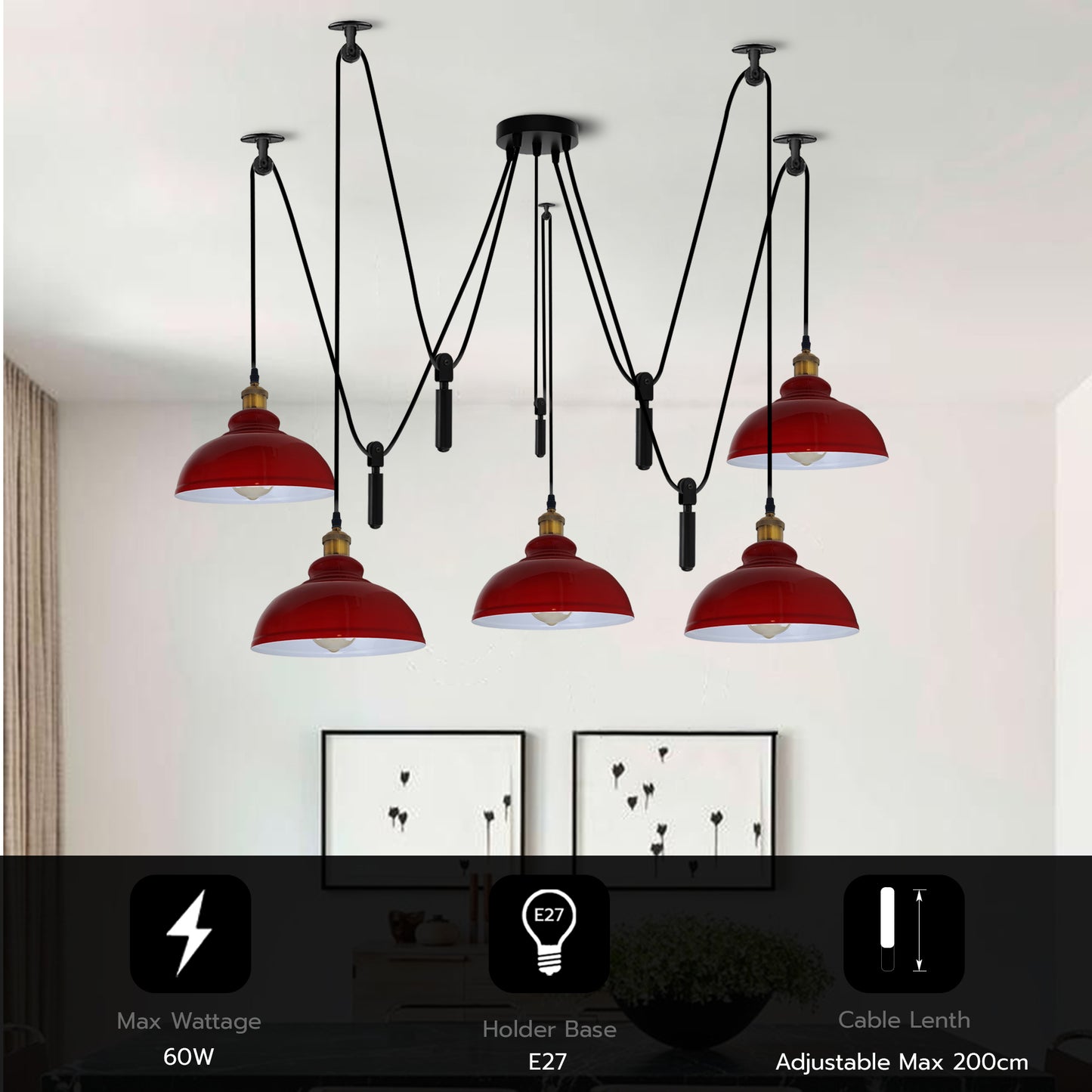5 head ceiling pendant light - Application image