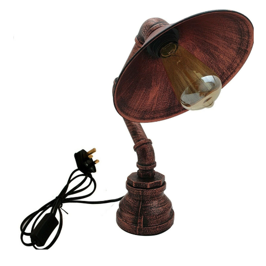 Industrial Water Pipe Steampunk Plug in Table Lamp - 1602