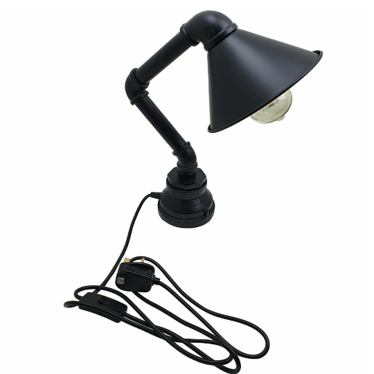 Industrial Water Pipe Steampunk Plug in Table Lamp - 1602