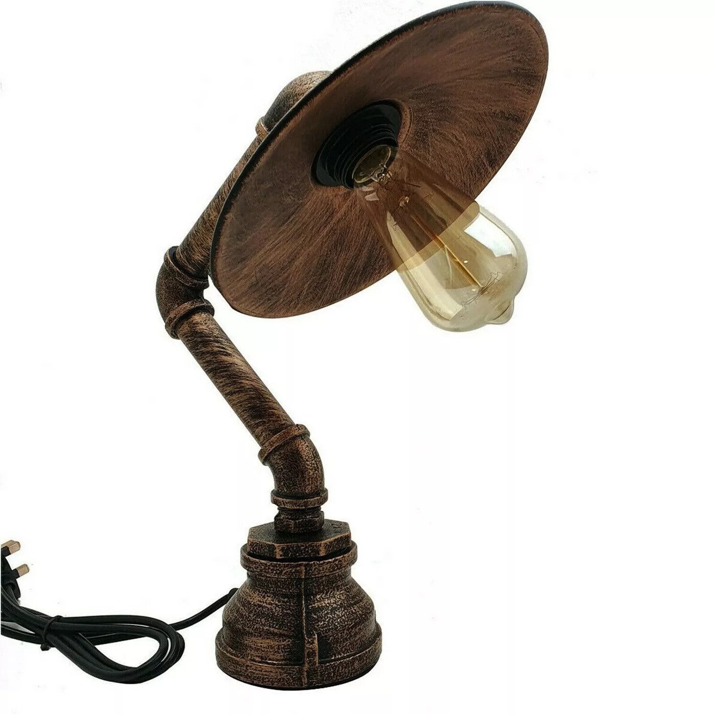 Industrial Water Pipe Steampunk Plug in Table Lamp - 1602