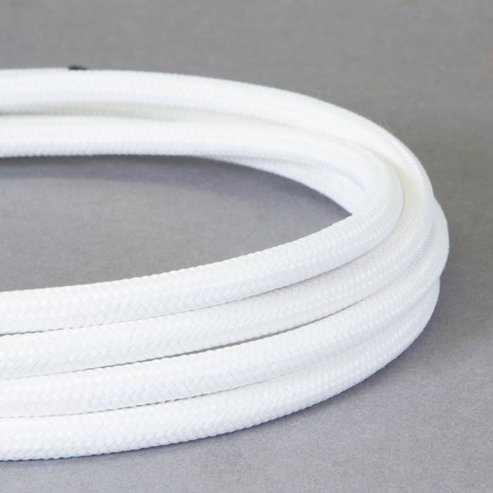 3-Core Electric Round Cable with White Color fabric finish