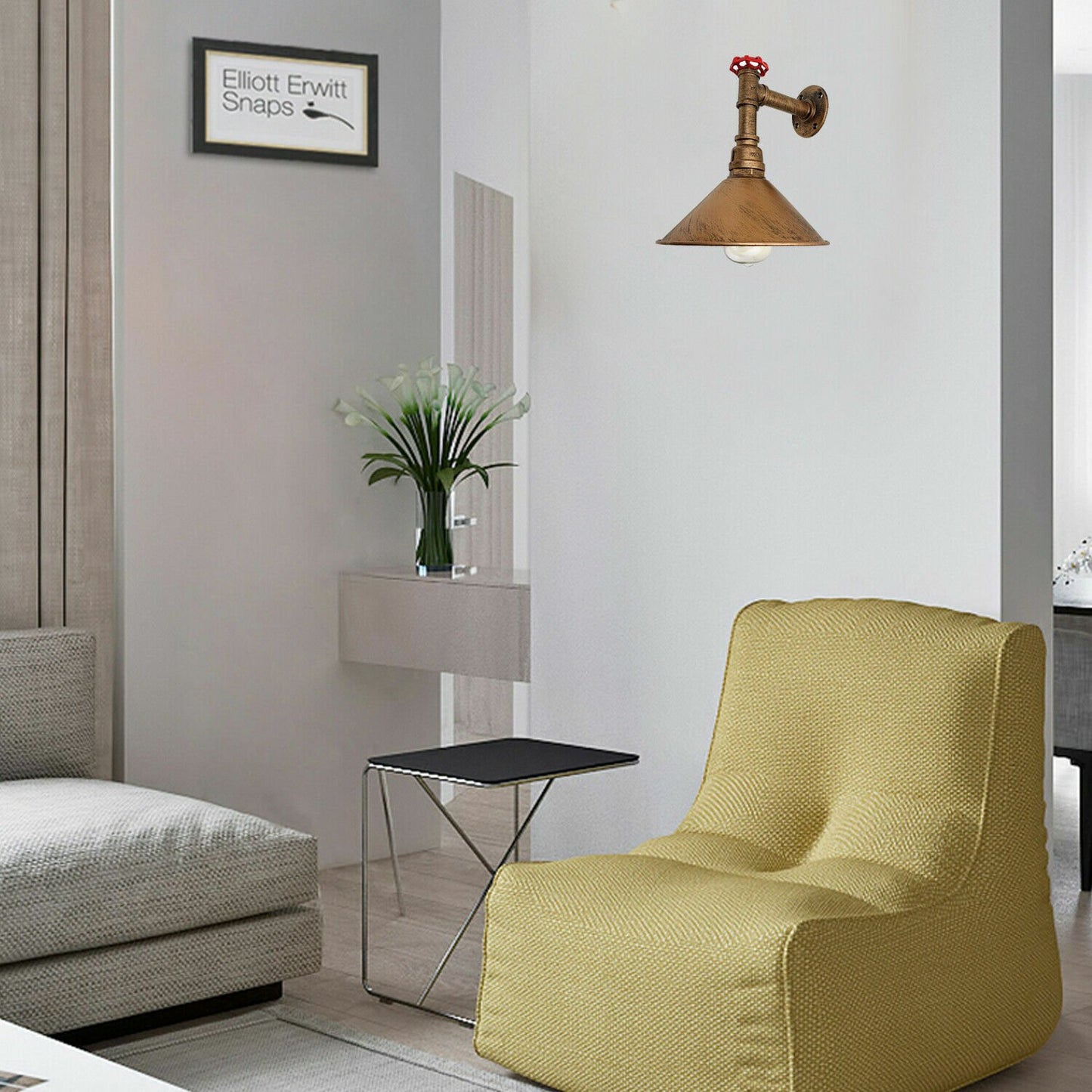 Yellow Brass Water Pipe Cone Wall Sconce Light for living room.JPG
