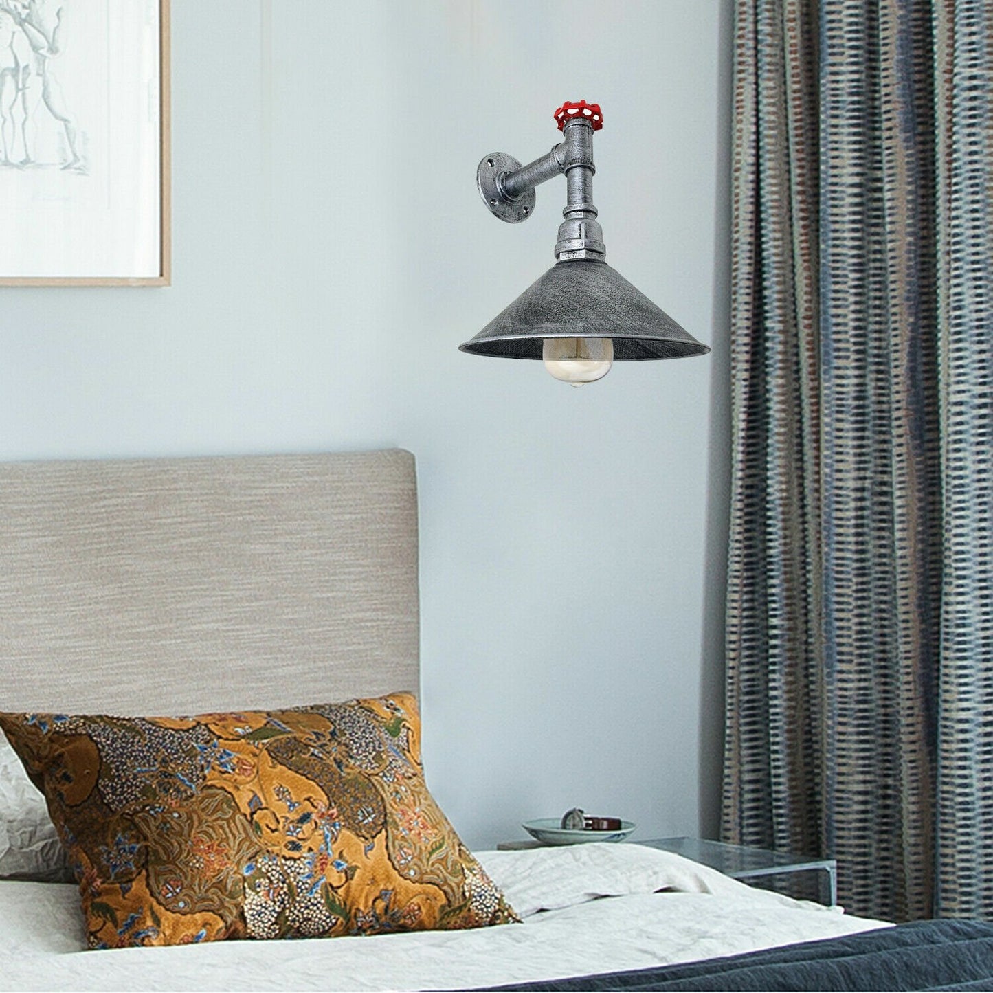 Brushed Silver Water Pipe Cone Wall Sconce Light for bed room.JPG