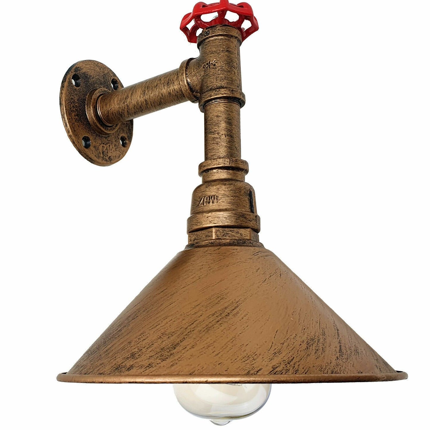 Yellow Brass Water Pipe Cone Wall Sconce Light.JPG