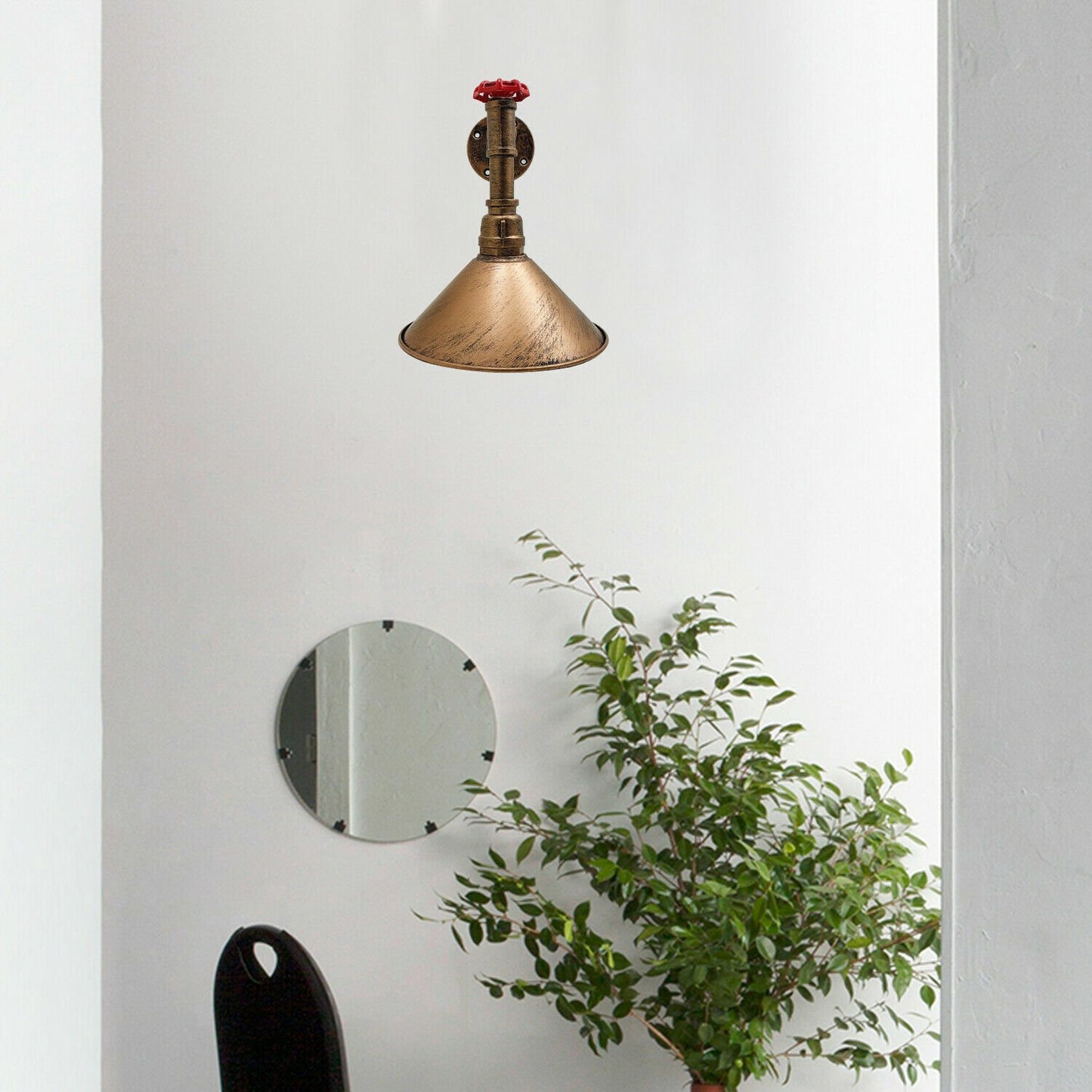 Yellow Brass Water Pipe Cone Wall Sconce Light for hallway.JPG