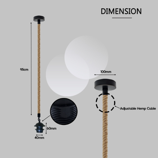 Industrial hanging  hemp rope Pendant lighting