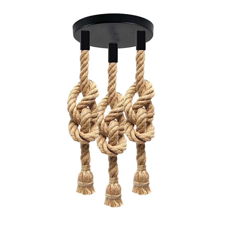 Vintage Hemp Rope Three-Head hanging Pendant Light