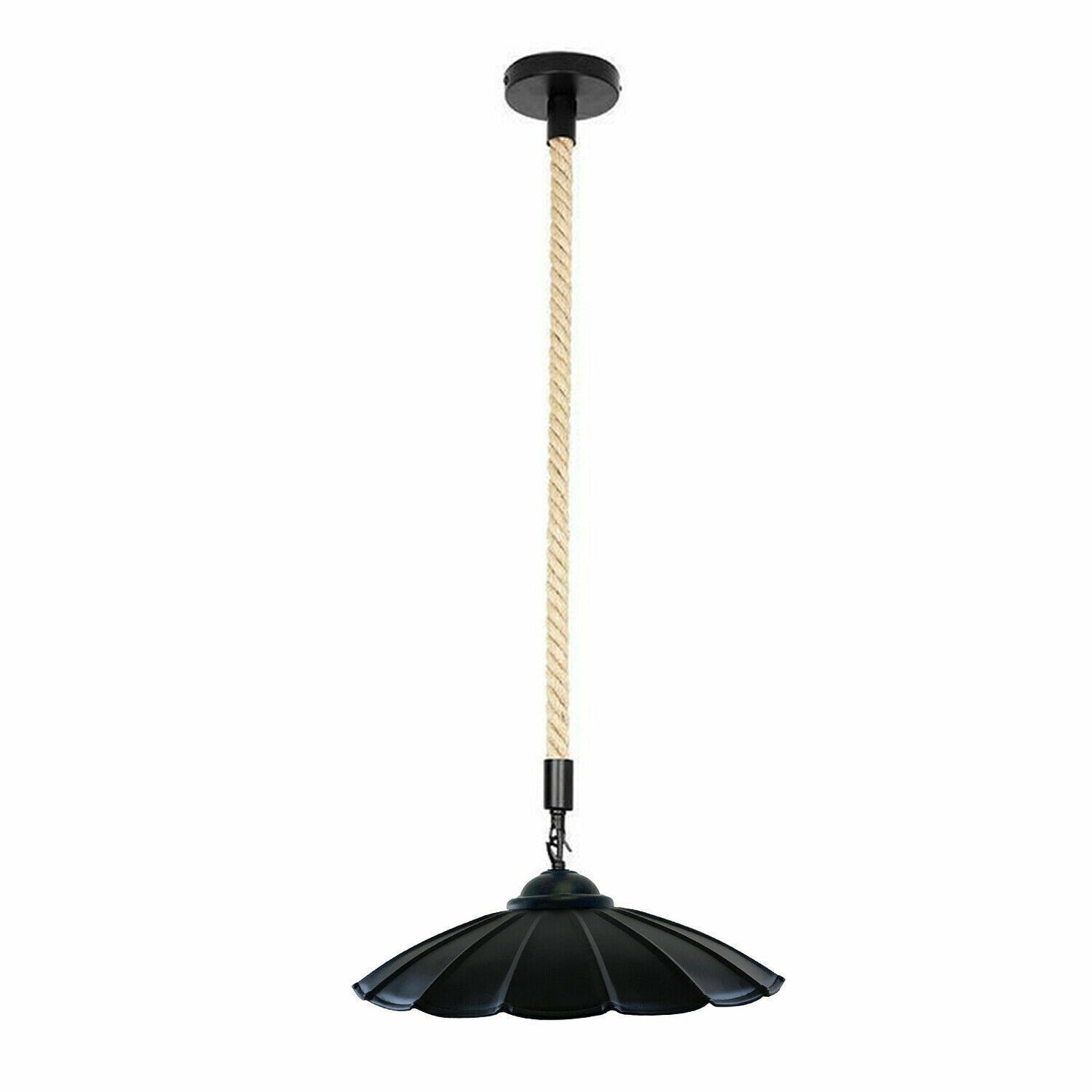 Black umbrella-shape Pendant Light with rope.JPG