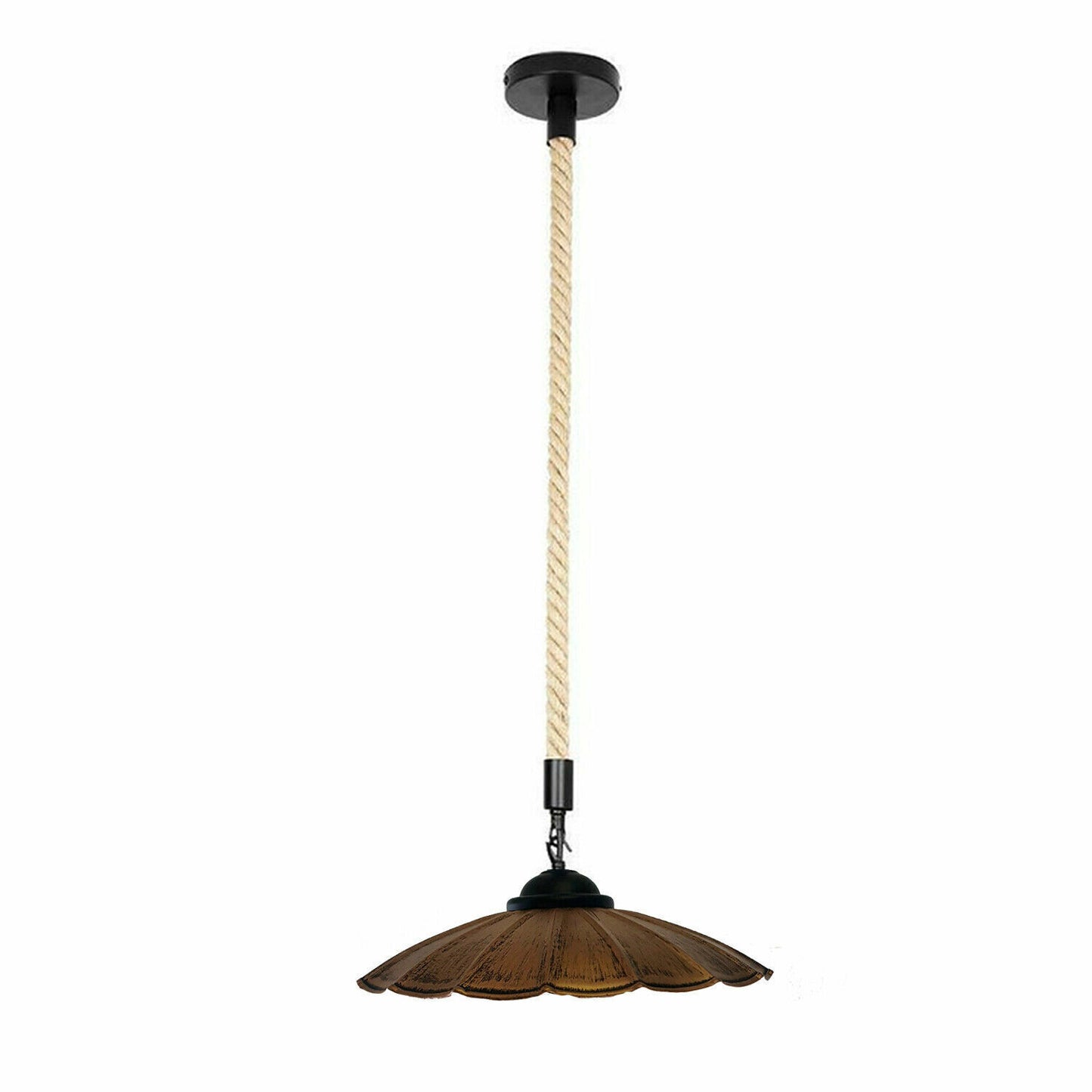 Brushed Copper umbrella-shape Pendant Light with rope.JPG