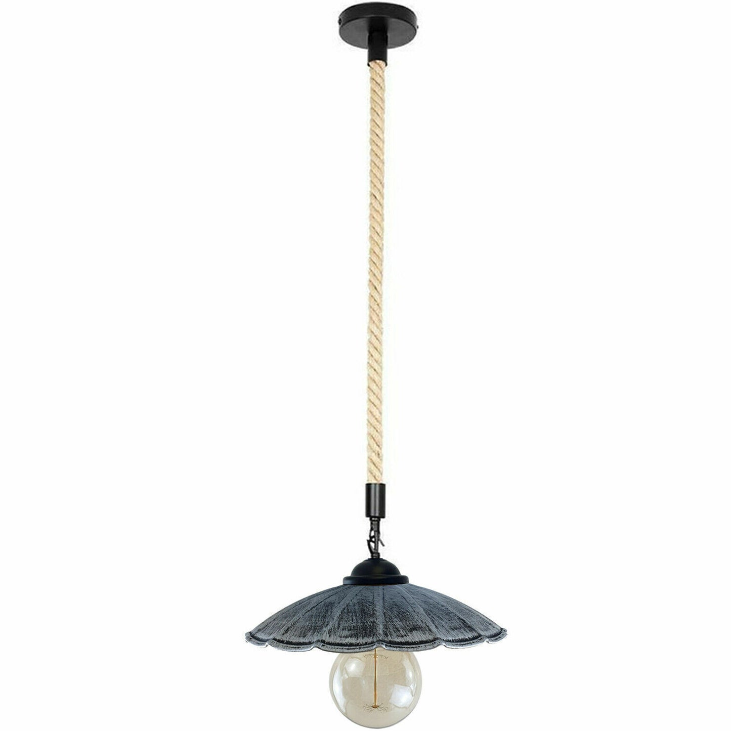 Brushed Silver umbrella-shape Pendant Light with rope.JPG