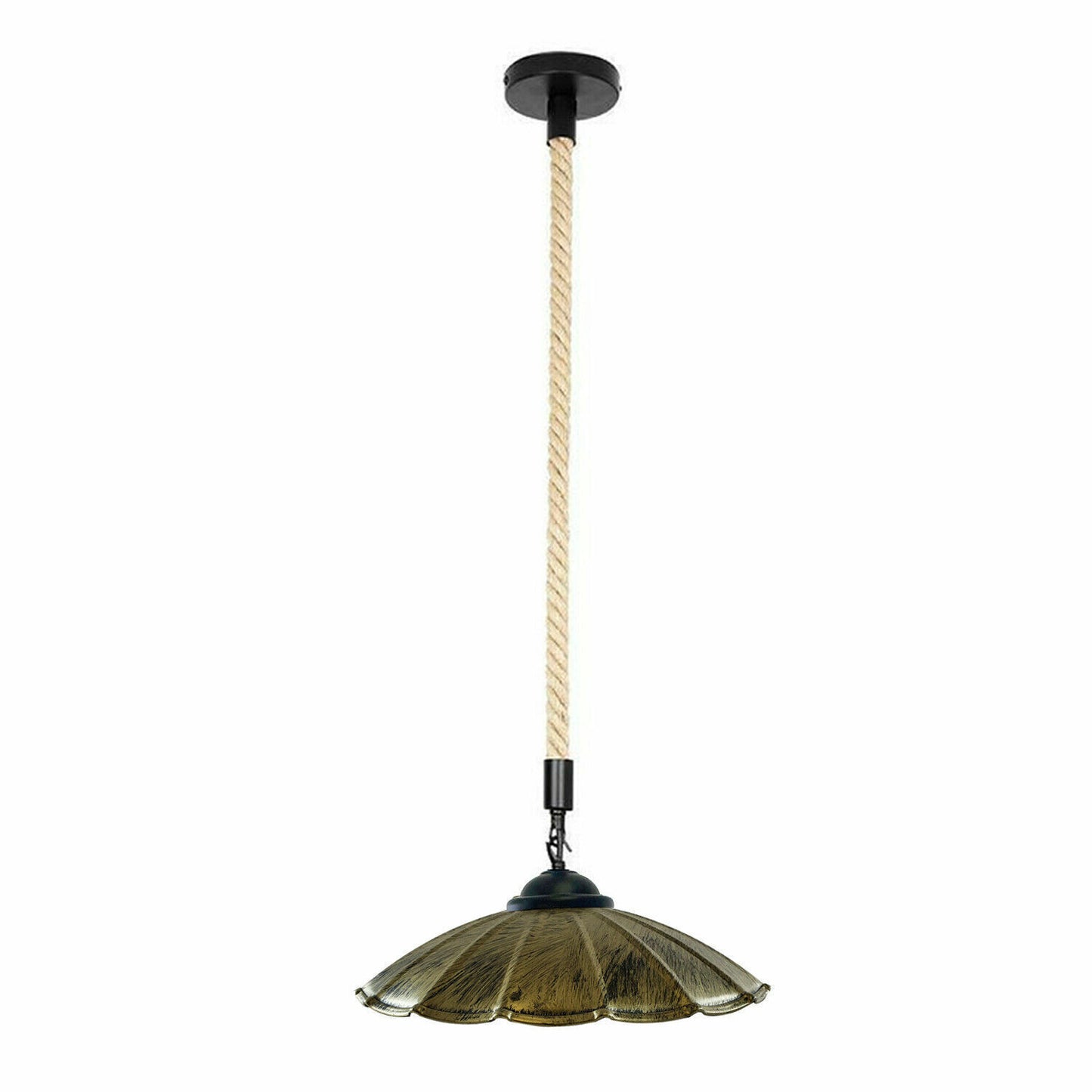 Brushed Brass umbrella-shape Pendant Light with rope.JPG