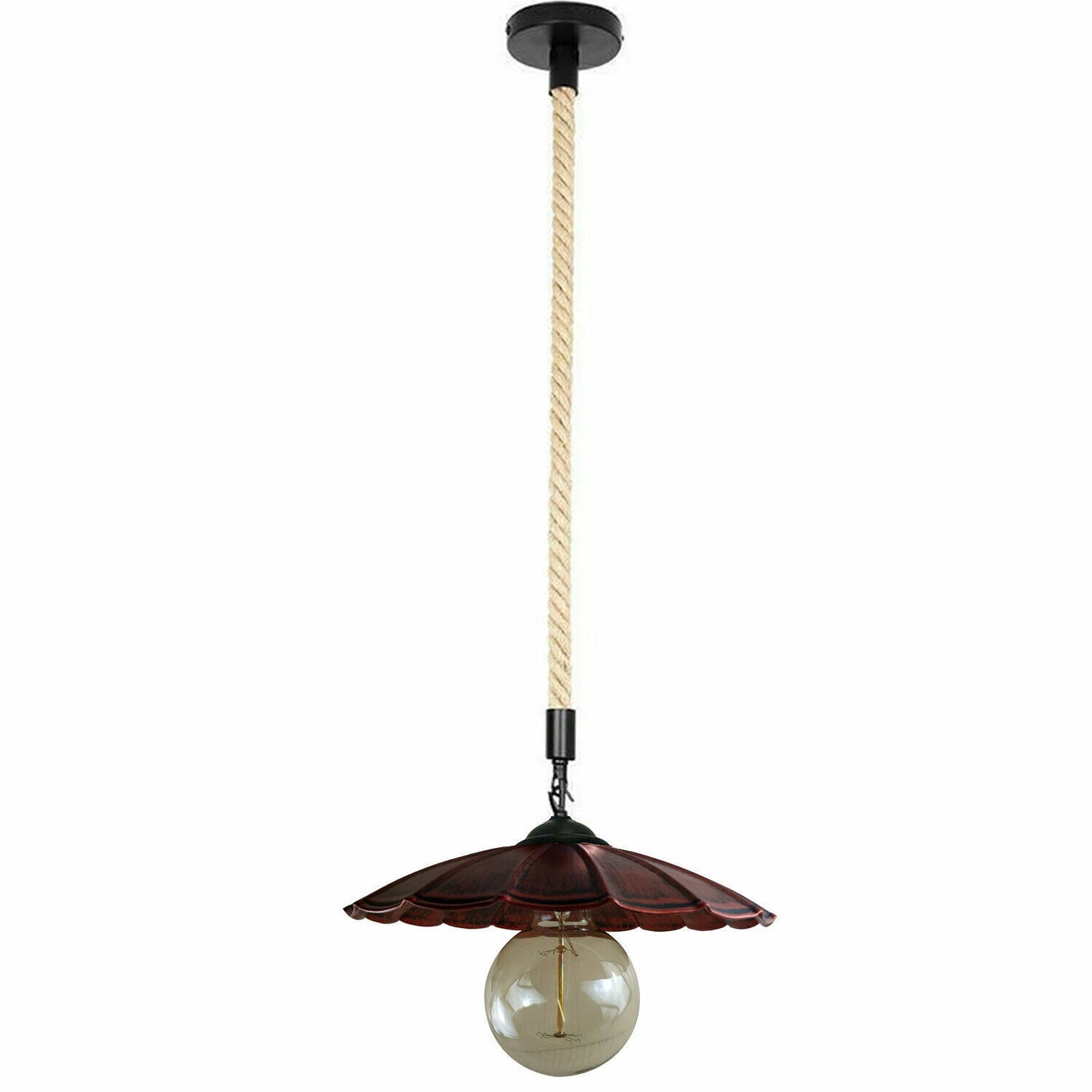 Rustic Red umbrella-shape Pendant Light with rope.JPG