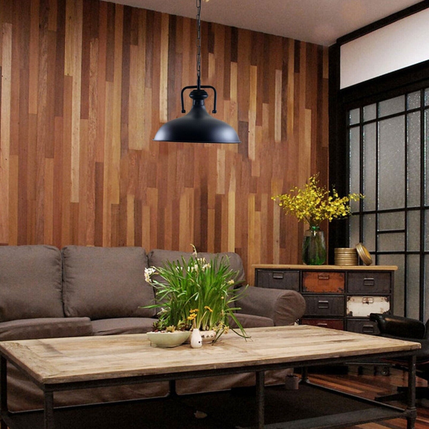 Black Pendant light with chain for living room .JPG