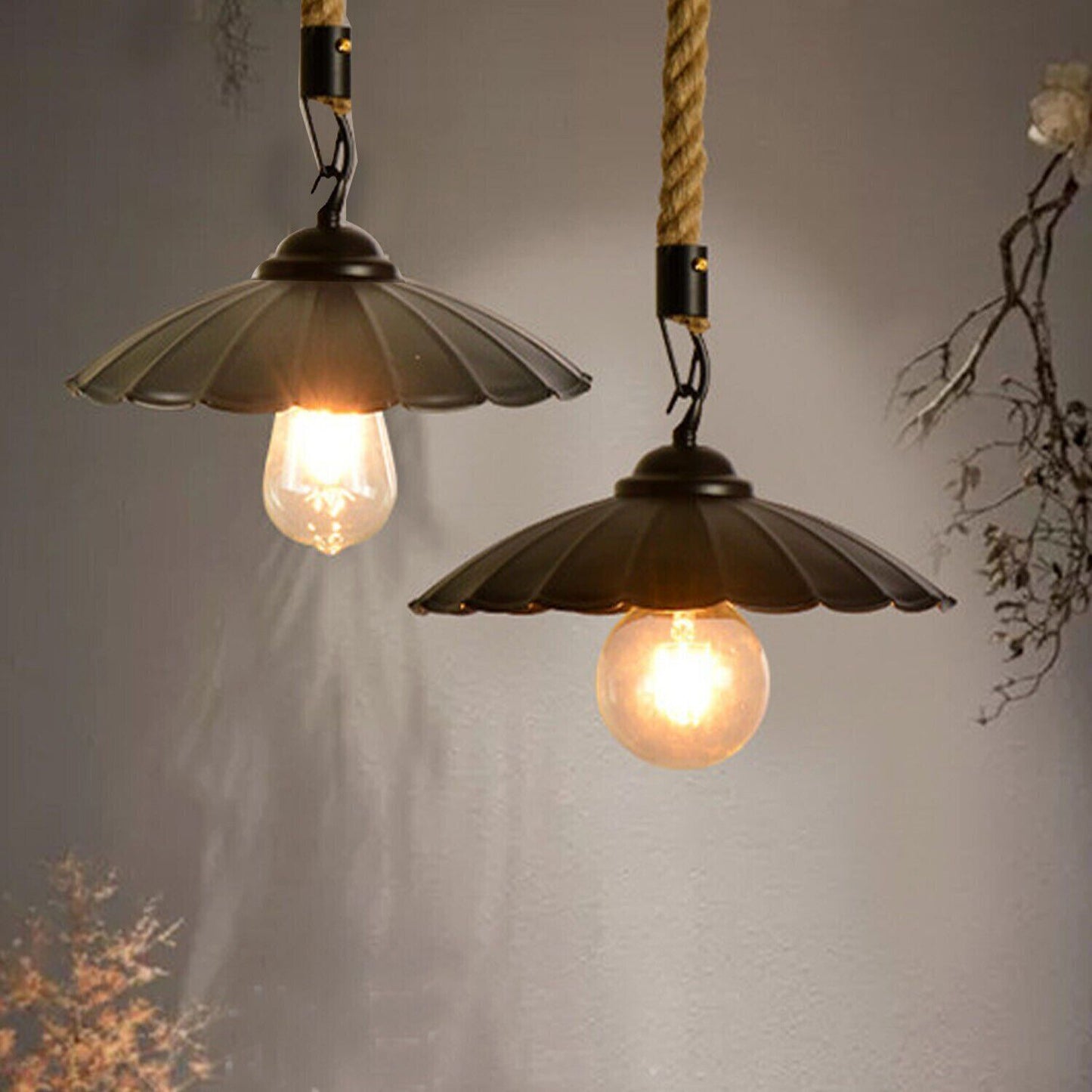 umbrella-shape Pendant Light with rope.JPG