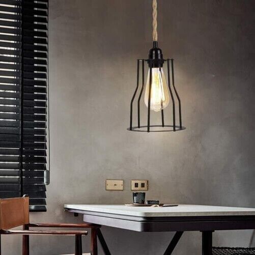 Hemp Fabric Flex Cable kit UK Plugin Pendant Light 2m Cage Lamp