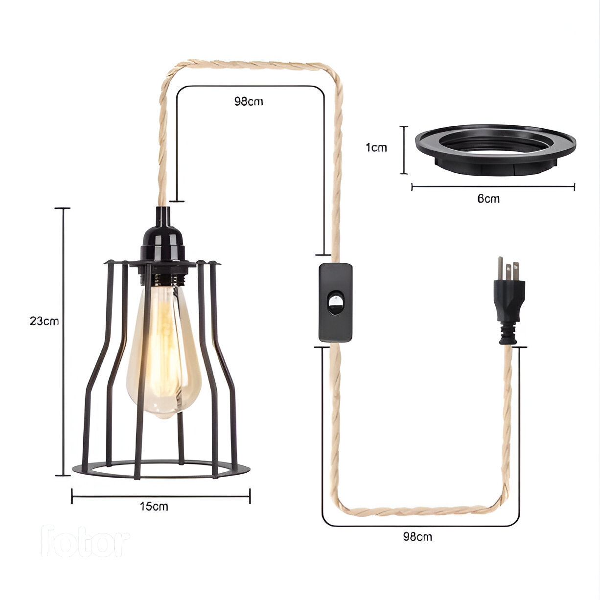 Pendant Light 2m Cage Lamp